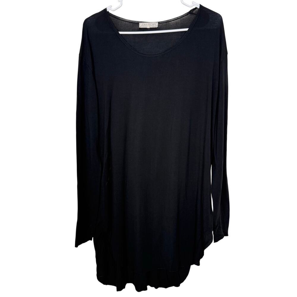 Joah Brown Long Sleeve Black Dress Relaxed Fit Tunic One Size